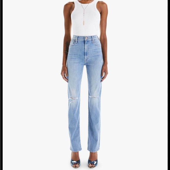 MOTHER High Rise Blue Jeans Distressed Style - Picture 3 of 5
